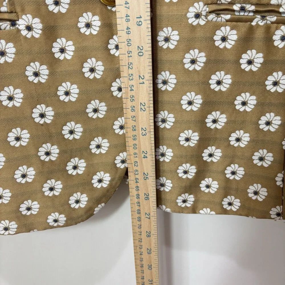 J. Crew Women Campbell Blazer 6 Gold Jacquard Floral Preppy Academic Maximalist